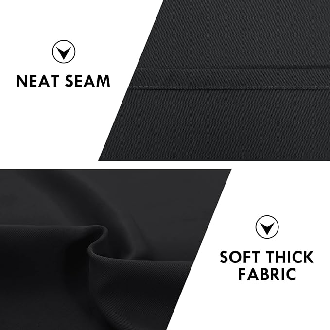 DWCN Blackout Curtains Room Darkening Thermal Insulated Bedroom Curtains Window Curtain Panels, 52 x 54 inches Long, Set of 2 Black Rod Pocket Drapes