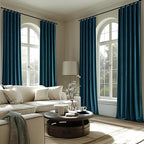 MIULEE Blue Velvet Curtains 90 inches 2 Panels - Luxury Room Darkening Curtains for Bedroom Living Room Thermal Insulated Super Soft Window Drapes Rod Pocket & Back Tab, Peacock Blue