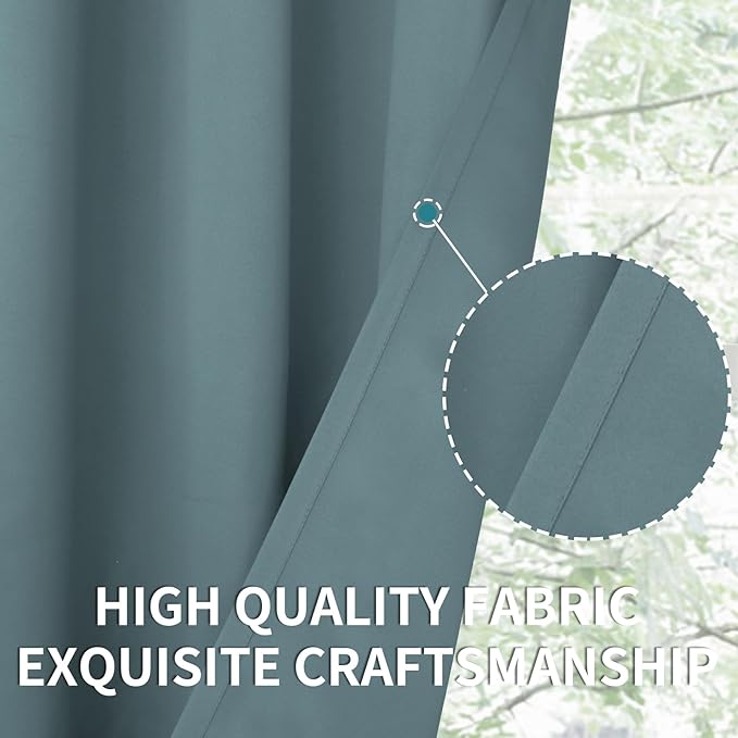 BGment Stone Blue Blackout Curtains for Bedroom 63 Inch Long - 2 Panels