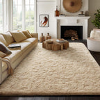Ophanie 8x10 Area Rugs for Living Room, Washable Non-Slip Fluffy Soft Large Shag Bedroom Carpet, Ivory Big Indoor Nursery Rug, Carpets for Boy and Girls Room Dorm Decor with Over 99 pcs Pile fibers