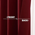 NICETOWN Blackout Kitchen Window Curtains - Pair of Thermal Insulated Eyelet Top Plain Blackout Curtains for Small Window Christmas Decor (42 Width x 36 inches Length 1.2 inches Header, Burgundy)