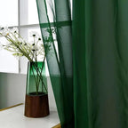 SpaceDresser Basic Rod Pocket Sheer Voile Window Curtain Panels Foliage Green 1 Pair 2 Panels 52 Width 36 Inch Long for Kitchen Bedroom Children Living Room Yard（Foliage Green, 52W x 36L）