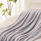 Exclusivo Mezcla Soft Waffle Fleece Bed Blanket Twin XL Size, Light Gray