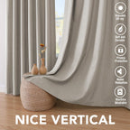 H.VERSAILTEX Primitive Linen Curtains 100% Blackout Curtain Drapes Burlap Fabric Curtains with White Thermal Insulated Liner, Grommet Top Drapes Living Room/Bedroom (2 Panels, 42 x 45 Inch, Stone)