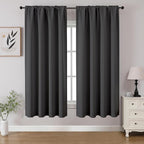 CUCRAF Dark Grey Blackout Curtains 54 inch Length 2 Panels Set, Rod Pocket Room Darkening Drapes for Bedroom Living Room, Insulated Thermal Light Blocking Window Curtain (W52 x L54 Inch)