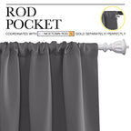 NICETOWN Grey Window Curtains for Bedroom - Home Decoration Thermal Insulated Rod Pocket Blackout Blinds & Drapes for Small Windows (Gray, 2 Panels, W34 x L40 -Inch)