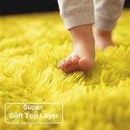 Amdrebio Yellow Round Circle Area Rug 4Ft for Bedroom Living Room, Fluffy Fuzzy Plush Rugs for Kids Room Decor Aesthetic, Cute Furry Shag Kawaii Circular Carpet for Classroom Nursery Dorm Toddler Baby