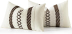 MIULEE Set of 2 Dark Brown Boho Decorative Lumbar Pillow Covers 12x20 Inch Farmhouse Rustic Couch Throw Pillows Modern Cotton Cushion Covers Retro Cute Macrame Woven Spring Decor for Bed Sofa Chair