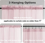 Chyhomenyc Sheer Valances for Windows 2 Pack, Small Window Curtains for Living Room Bathroom Cafe Laundry Basement, Modern Top Dual Rod Pocket Voile Curtain, 42W x 18L inches, Blush Pink