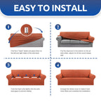KEKUOU Stretch Couch Covers for Sofa, 3 Cushion Slipcover,Pureed Pumpkin