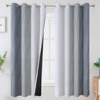 Gray and Greyish White Ombre Blackout Curtains for Bedroom 63 Inch Long