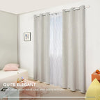 Deconovo Beige Blackout Curtains, Room Darkening Curtain, Thermal Insulated Soundproof Drapes, Silver Wave Dots Print, 38 x 84 Inch, Machine Washable Window Panels for Living Room Bedroom, Set of 2