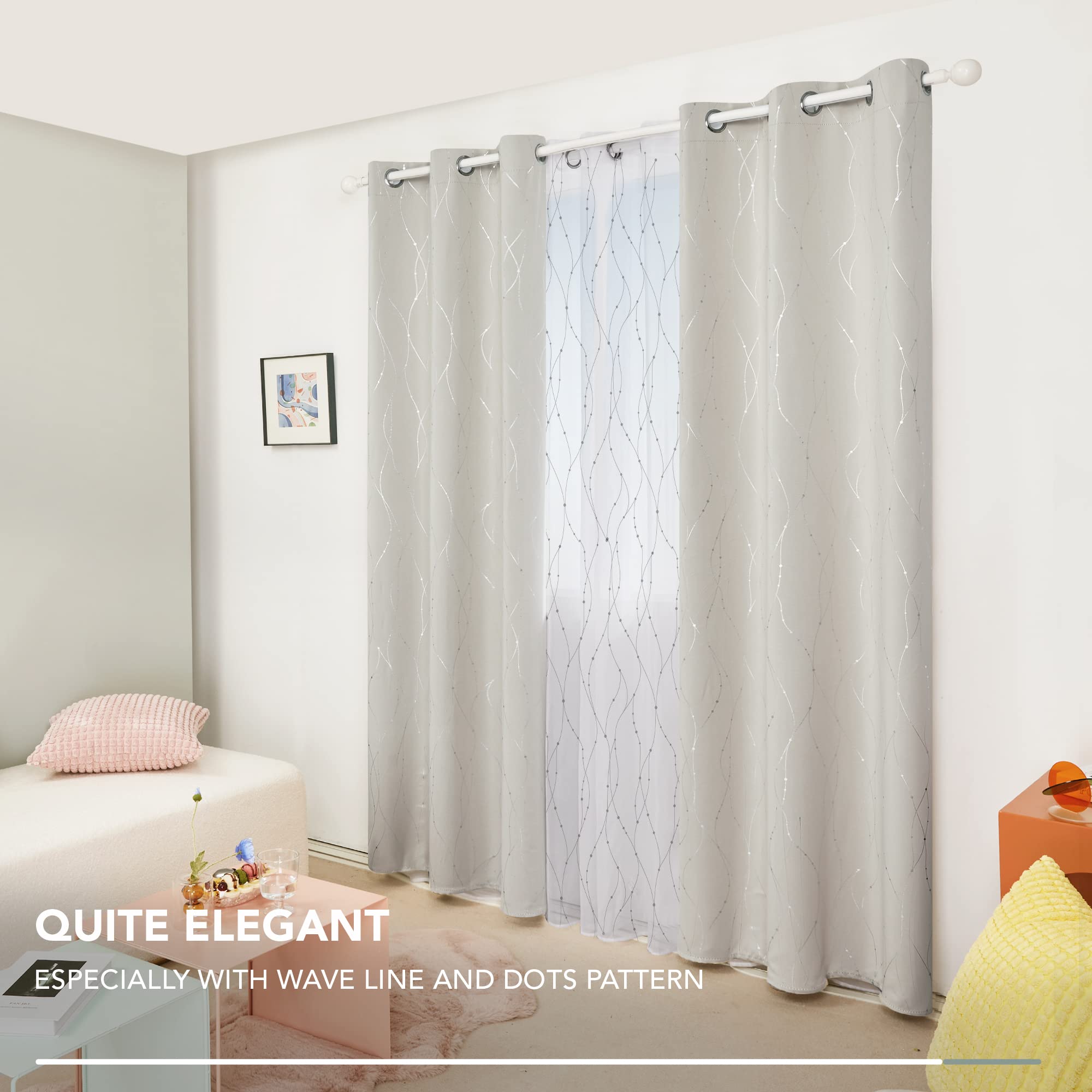 Deconovo Living Room Curtains 84 Inches Long, Blackout Curtains for Bedroom