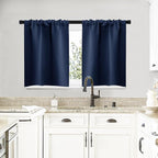 NICETOWN RV Blackout Curtains for Camper Windows, Kitchen Curtains, Short Blackout Curtains & Drapes, Thermal Insulated Rod Pocket Window Treatment Draperies for Nursery (Navy, 29" x 20", Set of 2)