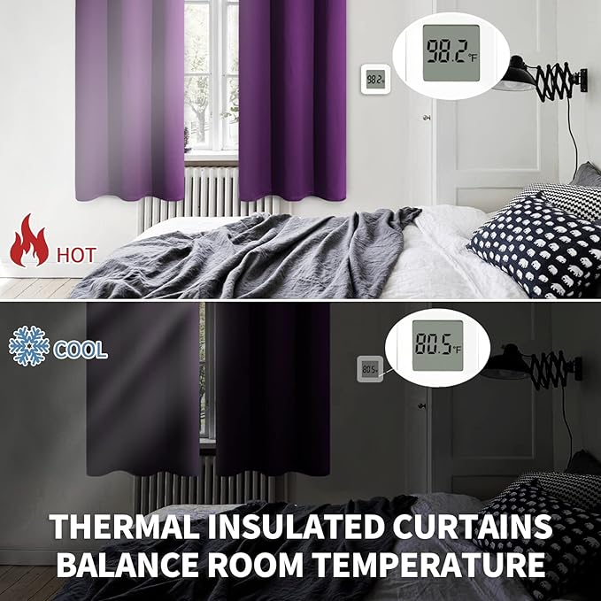 BGment Blackout Curtains - Grommet Thermal Insulated Room Darkening Bedroom and Living Room Curtain, Set of 2 Panels (52 x 84 Inch, Royal Purple)
