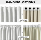 MIULEE 100% Blackout Linen Curtains for Bedroom, Heathered White Solid Luxury Decor Thermal Insulation Room Darkening Drapes for Living Room Nursery Back Tab Rod Pocket 42 x 84 Inches, 2 Panels