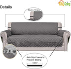 Easy-Going Sofa Slipcover Reversible Loveseat Sofa Cover Couch Cover for 2 Cushion Couch Furniture Protector with Elastic Straps for Pets Kids Dog Cat (Oversized Loveseat, Gray/Light Gray)