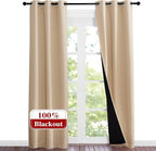 NICETOWN Living Room Completely Shaded Draperies, Set of 2, W37 x L80, Biscotti Beige, Privacy Protection & Noise Reducing Black Lined Insulated Window Treatment Curtain Panels for Patio Door
