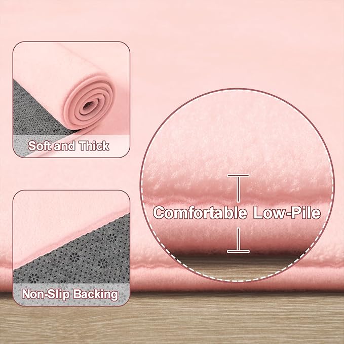 Amearea 4x4 Square Area Rugs for Bedroom Living Room, Modern Pink Thickened Memory Foam Rug, Fluffy Indoor Washable Rug Non Slip Minimalist Carpet for Entryway Kids Boys Girls Dorm Nursery Room Decor
