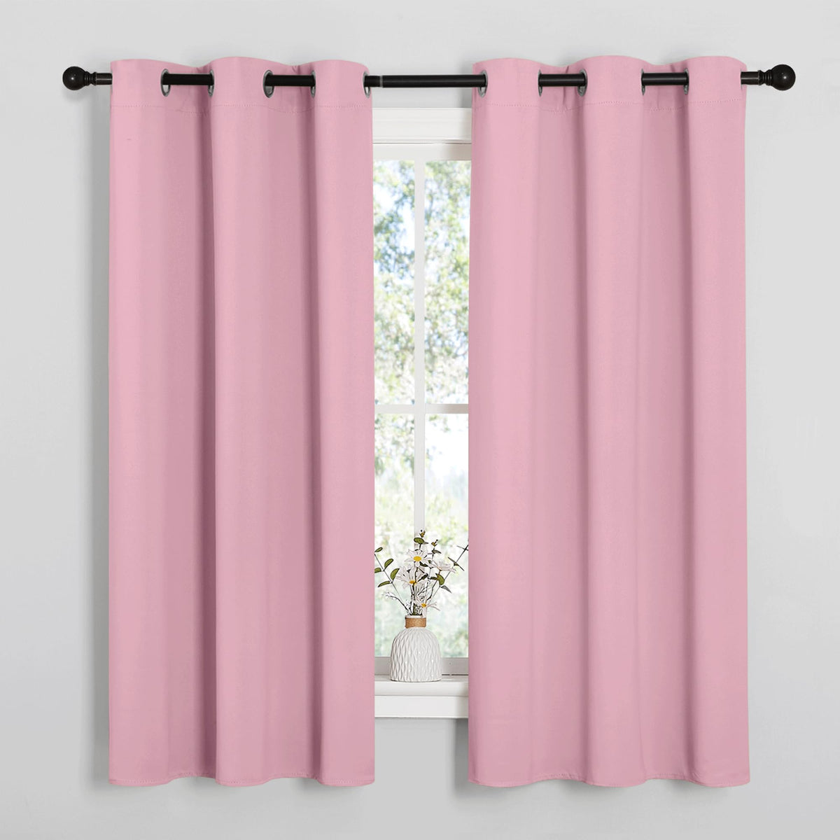 NICETOWN Grey Blackout Curtain Panels for Bedroom, 2 Panels, W29 x L40 inches, Grey, Thermal Insulated Grommet Top Blackout Kitchen Draperies and Drapes