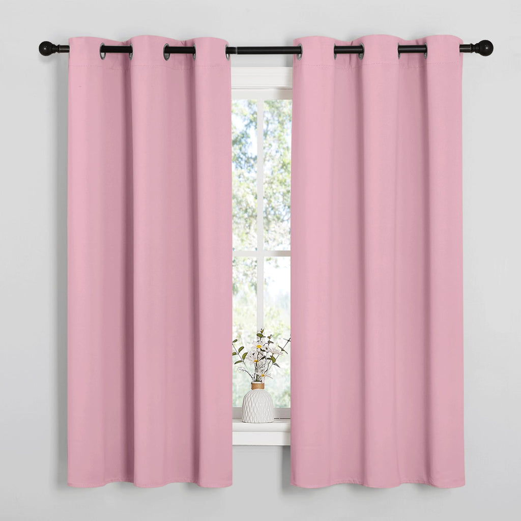 NICETOWN Bedroom Curtain Panels Blackout Draperies, Thermal Insulated Solid Grommet Blackout Curtains/Drapes (1 Pair, 34 by 63 inches, Crystal Pink)