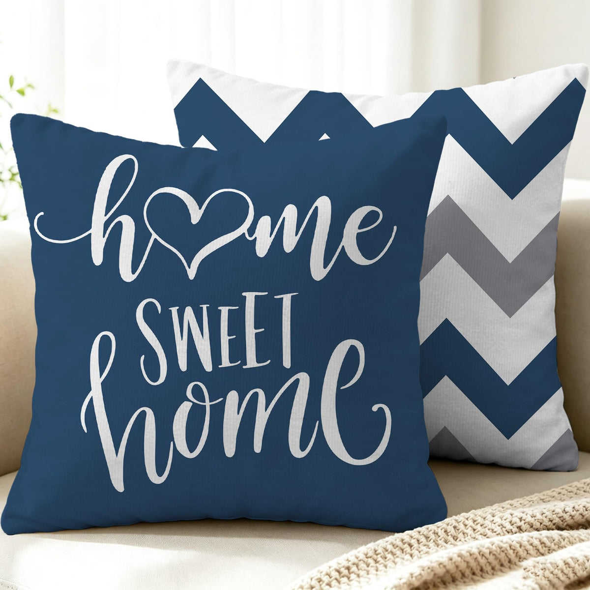 Hexagram Throw Pillow Covers 18x18, Outdoor Blue Pillow Covers Set of 2