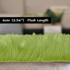 Goolela Lime Green Rug 4x6 Fluffy Fuzzy Furry Carpet for Bedroom Bedside Playroom Faux Sheepskin Fur Soft Shaggy Rectangle