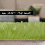 Goolela Lime Green Sheepskin Rug 2x6 Fluffy Fuzzy Furry Runner for Bedroom Bedside Soft Faux Fur Shaggy Sheepskin