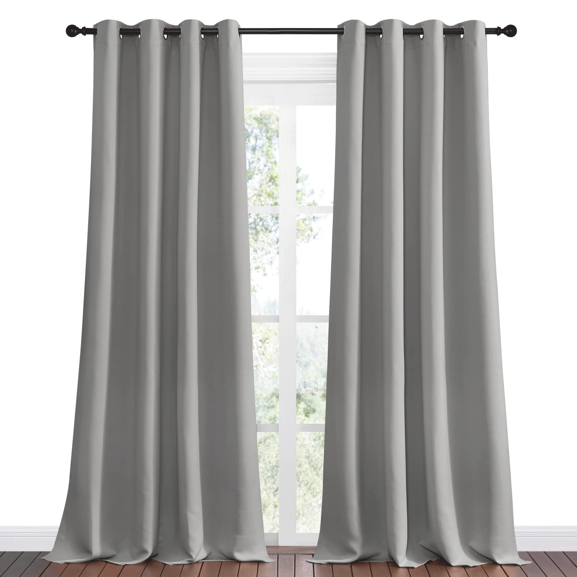 NICETOWN Silver Grey Room Darkening Curtain Panels 120" Long for RV, Play Room, Studio, 55" Width, 2 Panels, Heat Block Out and Keep Warm Drapes Window Treatment Drapes for Doorway Entryway Patio