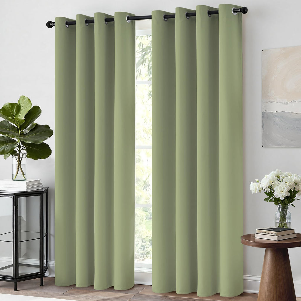 Yakamok Room Darkening Curtains 52x84 inch Length Sage Green-Living Room