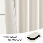 MIULEE Ivory Back Tab Blackout Curtains 120 Inch Long 2 Panels Set for Bedroom, Rod Pocket/Pinch Pleated Extra Long Thermal Insulated Living Room Darkening Light Blocking 10FT Drapes