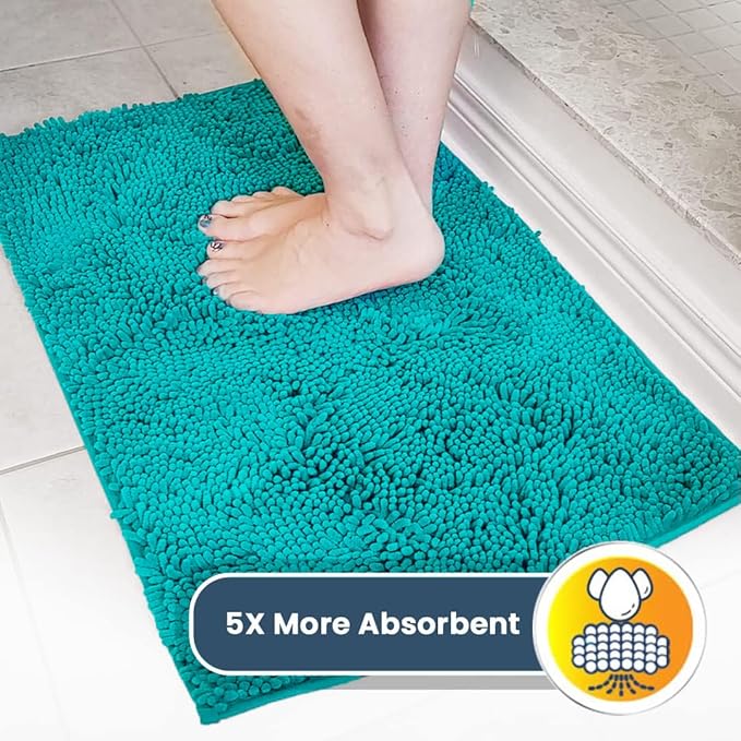 Muddy Mat® | Super Absorbent Door Mat Indoor, Microfiber Quick Dry Chenille Entryway Rug, Non-Slip Front Door Mat, Indoor Mats for Entryway, Machine Washable Pet Rug, Teal 24"x36"