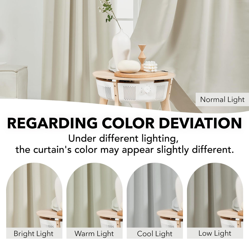 Deconovo Short Blackout Curtains for Small Windows Thermal Insulated Rod Pocket and Back Tab Curtains 42Wx45L Inch Light Beige 2 Panels