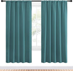 NICETOWN Window Curtains Blackout Drapes - Thermal Insulated Solid Rod Pocket Blackout Curtains/Draperies for Living Room (Sea Teal, One Pair, 52 by 72-Inch)