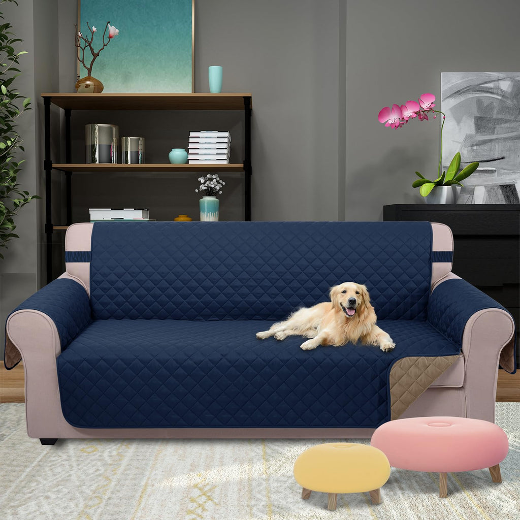 U-NICE HOME Reversible Sofa Cover Couch Cover for Dogs, Navy/Taupe