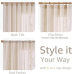 jinchan Evelyn Embroidered Linen Curtains Ivory Farmhouse Floral Window Drapes for Living Room Bedroom Cottagecore Semi Sheer Curtains 84 Inches Long Rod Pocket Back Tab 2 Panels
