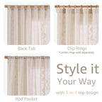 jinchan Floral Linen Curtains 84 Inch Farmhouse Backt Tab 2 Panels Ivory