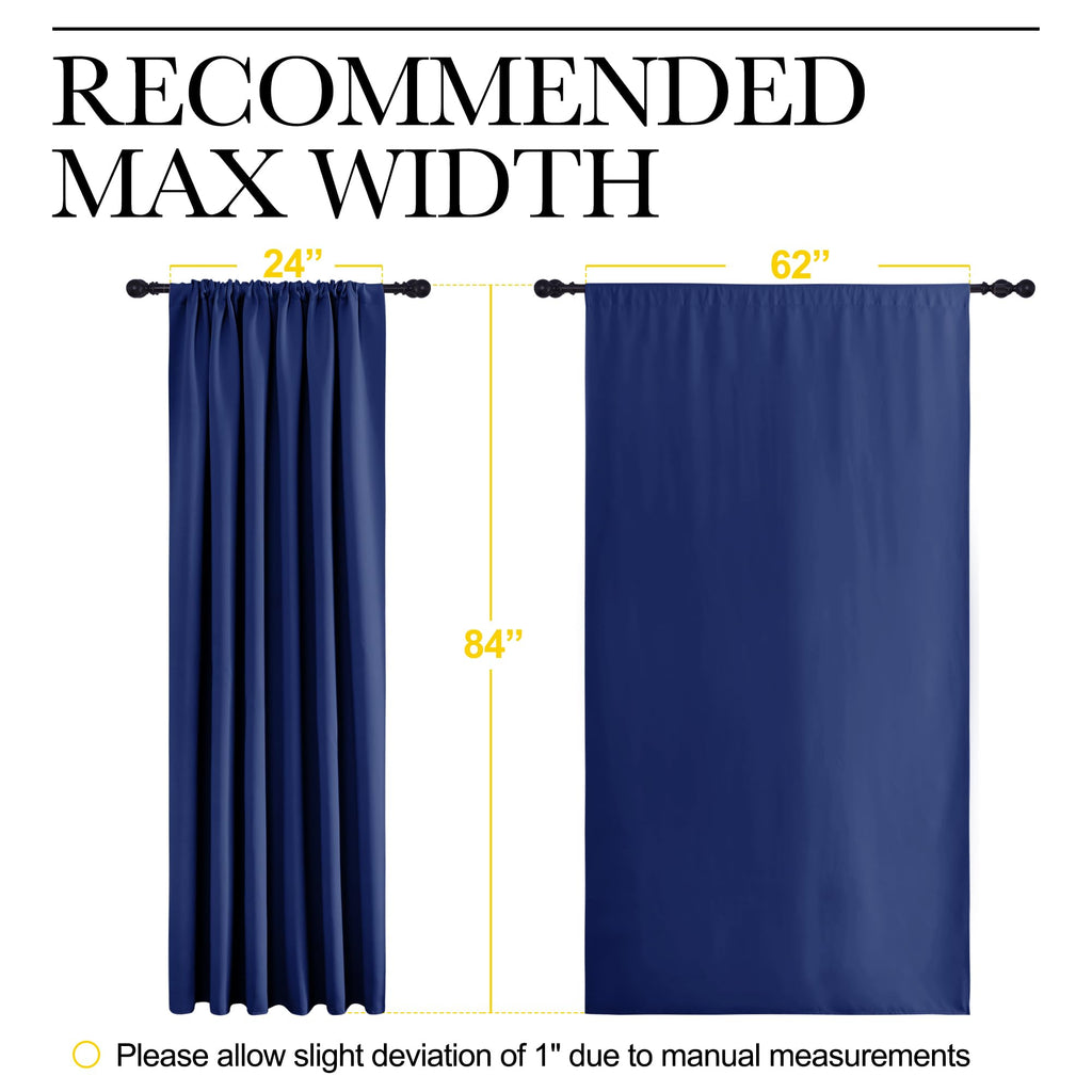 NICETOWN 2 Panels Blackout Curtains, Rod Pocket Thermal Insulated Drapes 84 inches Long, Easy-Care Modern Home Decoration Sunshades for Guest Room, Living Room, Office, 62 x 84 Inch, Royal Blue
