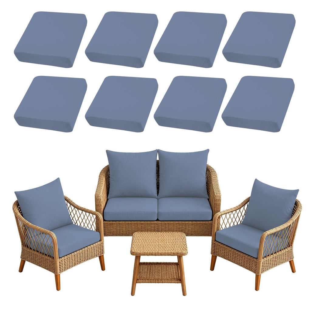 SUKAIKEQA 8PCS Patio Cushion Covers.Patio Furniture Couch SeatSlipcovers