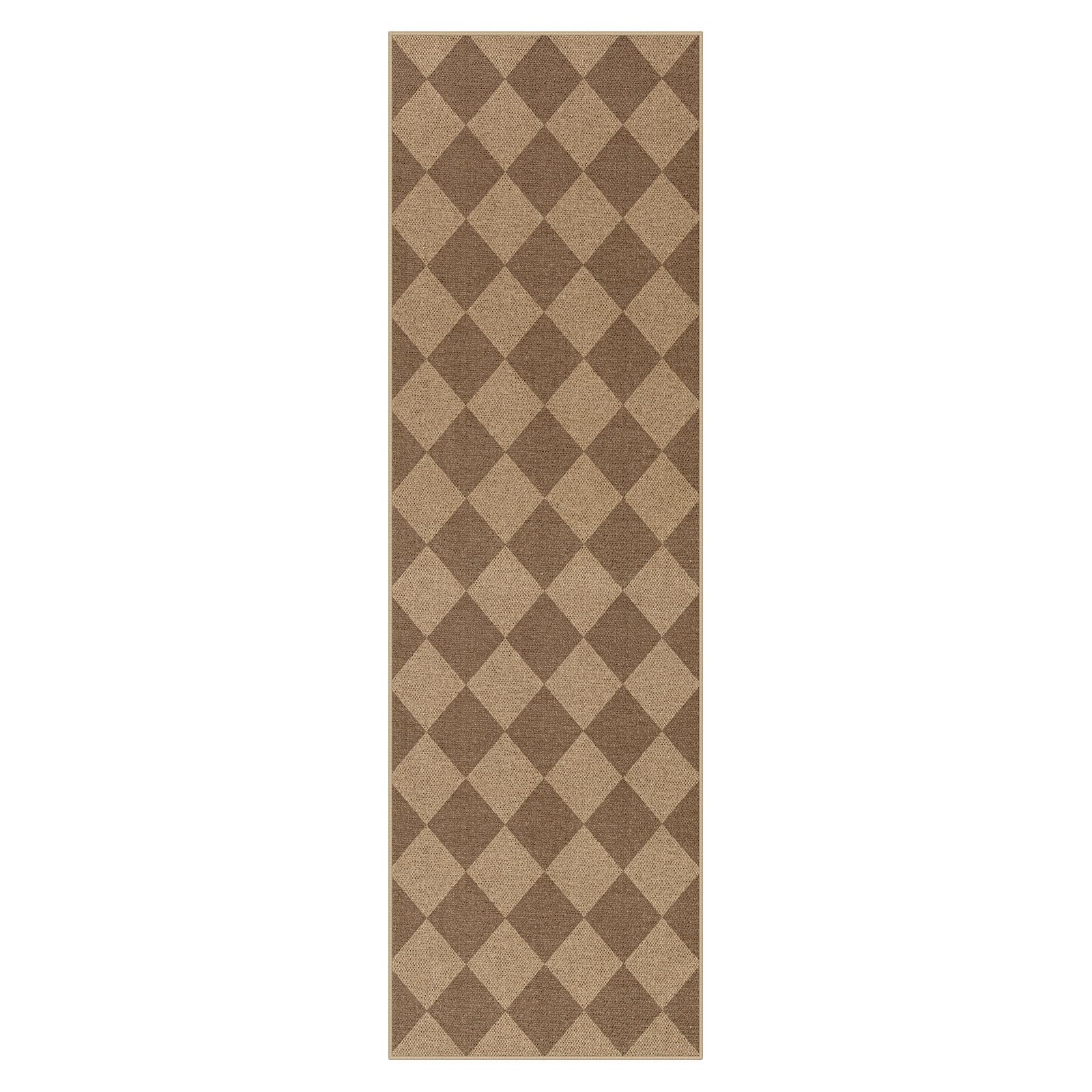 Lahome Checkered Easy Runner Rug, 2x8 Carpet Runners for Hallway 8ft Non Slip Washable Rug for Entryway Indoor, Checkerboard Nature Indoor Outdoor Carpet for Entry Laundry.