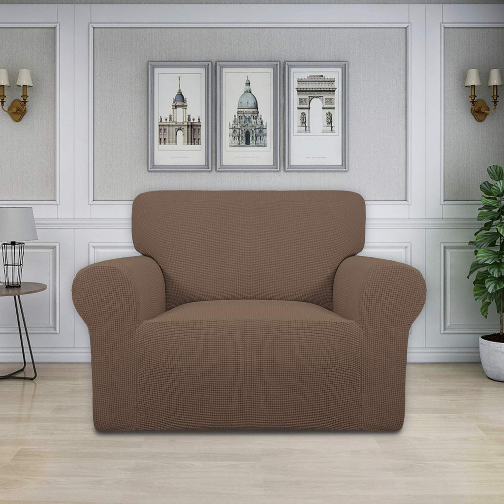 Easy-Going Stretch Oversized Chair Slipcover with Arm Washable Brown