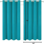 LEMOMO Turquoise Thermal Blackout Curtains/52 x 72 Inch/Set of 2 Panels Room Darkening Curtains for Bedroom