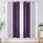 Estelar Textiler Purple and Greyish White Ombre Blackout Curtains 72 Inches Length for Bedroom, Thermal Insulated Light Blocking Grommet Gradient Blackout Drapes for Living Room, 42Wx72L, 2 Panels