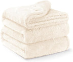 Exclusivo Mezcla Plush Fuzzy Fleece Bed Blanket Queen Size, Super Soft, Fluffy and Warm Blankets for Couch, Bed, All Season (Ivory, 90x90 inches)