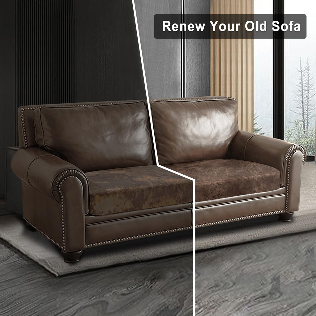 ANARACHON Leather Look Couch Cushion Covers Sofa Seat Slipcovers Sets Couches Furniture Protector for Sectional Armchair Loveseat Pets Kids Stretch Spandex Fabric (1 Cushion Loveseat, Light Brown)