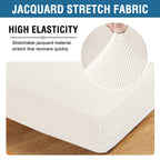H.VERSAILTEX Super Stretch Individual Seat Cushion Cover Sofa Covers Couch Cushion Covers Slipcover Sets Thick Jacquard Textured Twill Fabric (3 Piece Sofa Cushion Covers, Porcelain White)