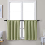 Simplebrand Ava Sage Green Short 24 Inches Blackout Curtain 2 Panels Set, Half Window Rod Pocket Privacy Curtain Tiers for Kitchen, Curtains Blackout for Bathroom Shades, W30 x L24 Inch, Sage Green