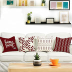 YCOLL Christmas Pillow Covers 16x16 Set of 4, Modern Sofa Throw Pillow Cover for Christmas Decor, Decorative Outdoor Linen Fabric Pillow Case for Couch Bed Car, Wine Red