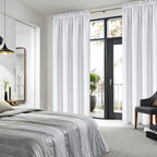 DWCN Greyish White Room Darkening Blackout Curtains - Rod Pocket Thermal Insulated Privacy Energy Saving Window Curtain Drapes 42x 72 inch Length, Set of 2 Bedroom Living Room Curtains