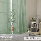 Simplebrand Sage Green Sheer Curtains, 63" Length, 2 Panels Set - Light Filtering, Rod Pocket Window Curtains for Bedroom (Sage Green, 59" W x 63" L)